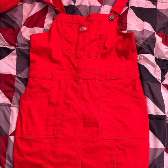 Dickies Overall Dress in Bright Red - Picture 1 of 8